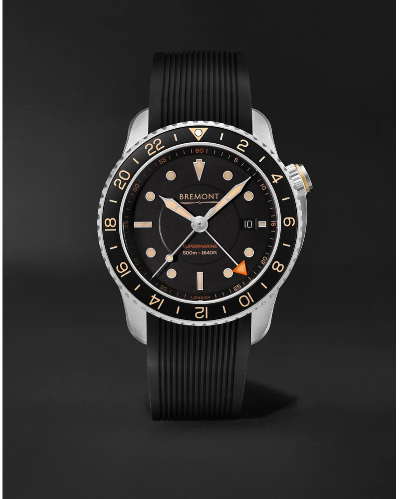 Bremont Supermarine S502 Gmt 43 Mm Uhr Aus Edelstahl Mit Automatischem Aufzug Und Kautschukarmband Ref. Nr.: Bk R S Schwarz