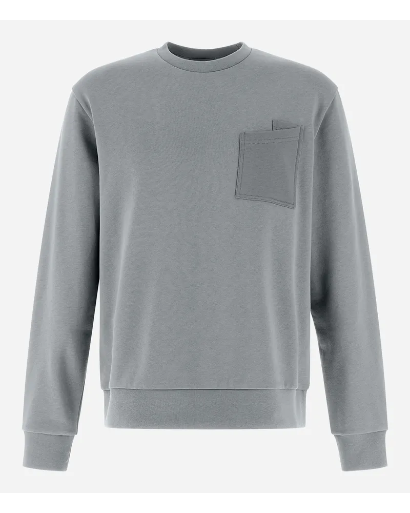 Herno Sweatshirt Resort Aus Cotton Sweater Hellgrau