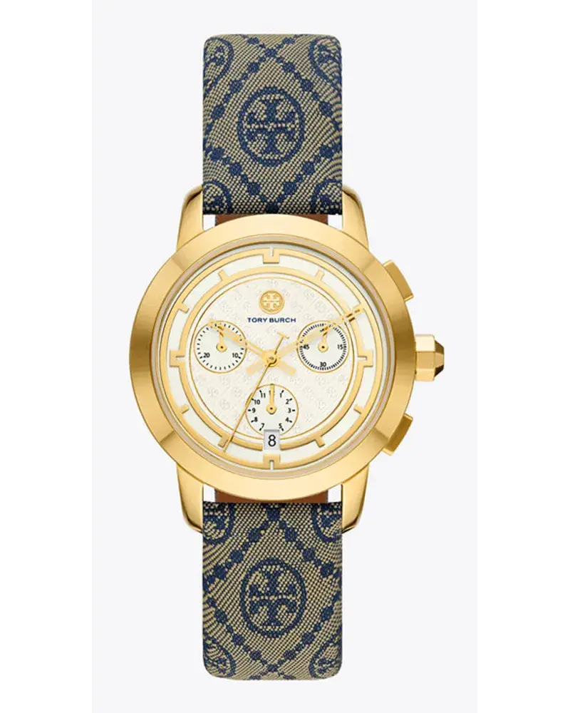 Tory Burch T Monogram Tory Watch Navy/Gold Tone Stainless Steel 37 X Mm Navy
