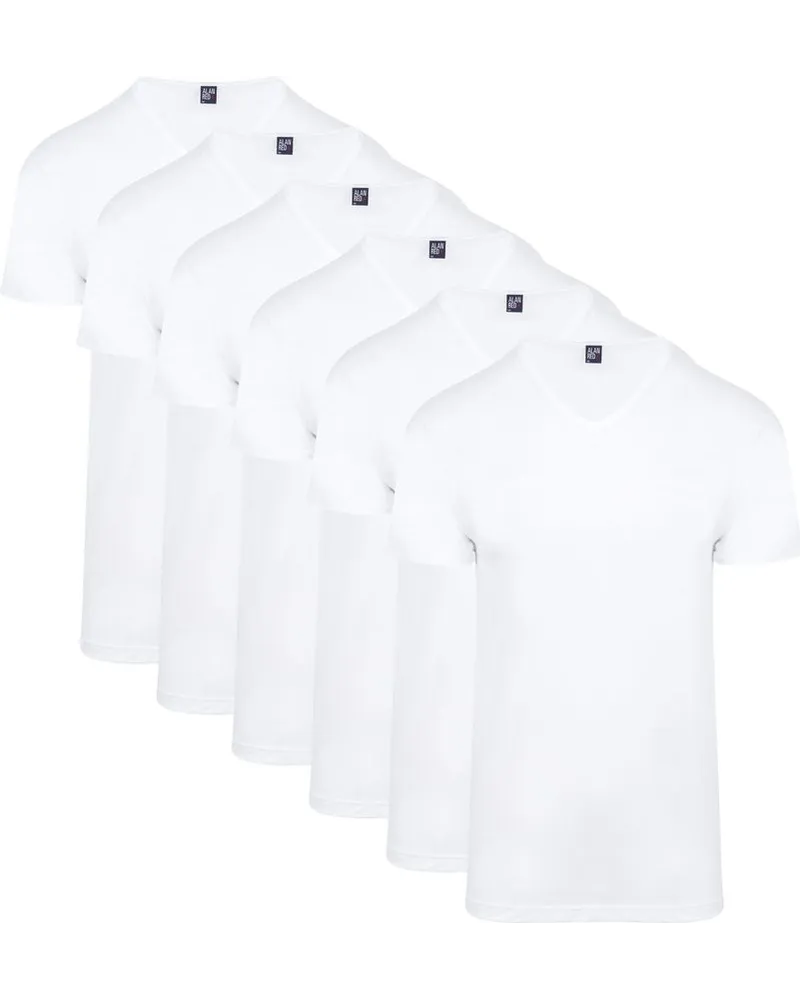 Alan Red T Shirt V Ausschnitt Vermont 6er Pack Weiß