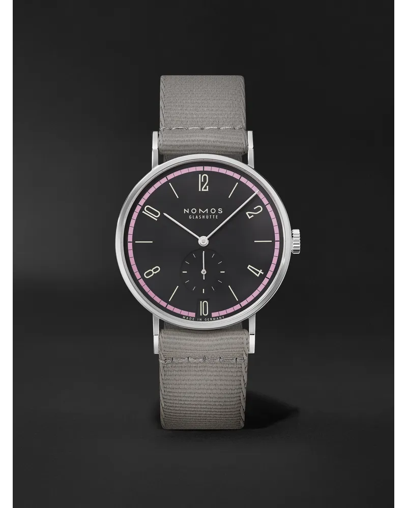 NOMOS Glashütte Tangente 38 Date Tiefseegrau – 375 Mm Uhr Aus Edelstahl Mit Handaufzug Und Textilarmband In Limitierter Auflage Ref. Nr.: 179.S139 Schwarz