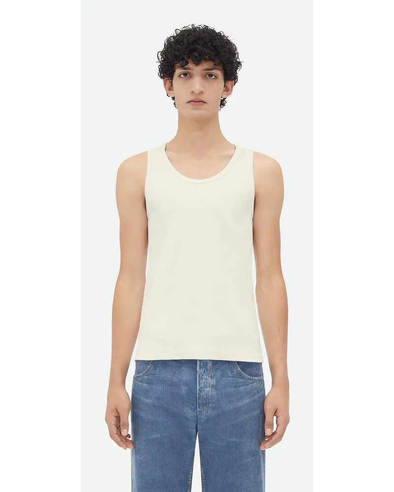 Bottega Veneta Tanktop Aus Gerippter Stretchiger Drybauwolle Chalk