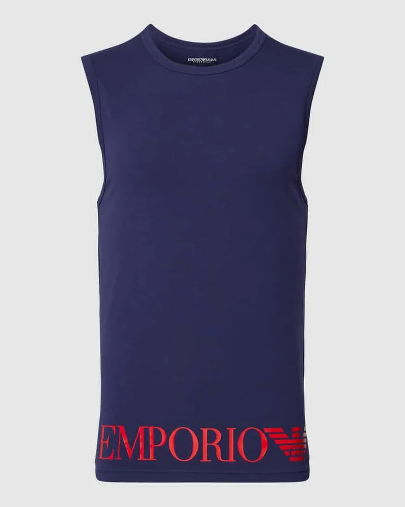 Emporio Armani Tanktop Mit Label Print Modell 'Shiny Dunkelblau