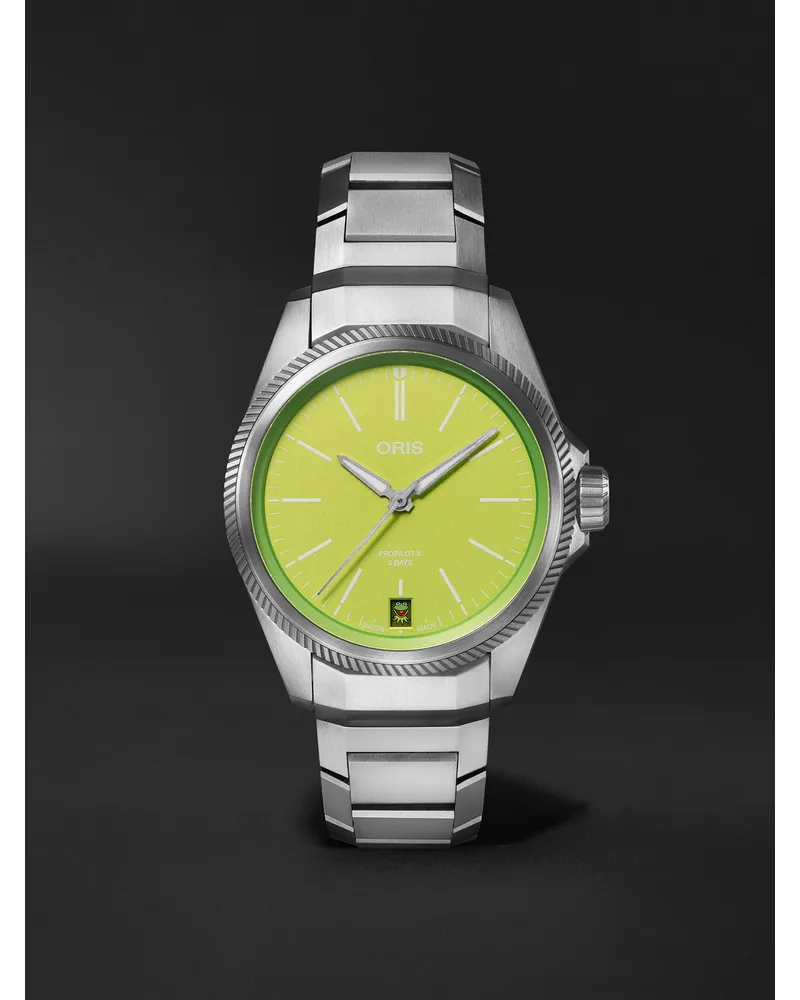 ORIS The Muppets Propilot X Kermit 39 Mm Uhr Aus Titan In Limitierter Auflage Ref. Nr.: 01 400 7778 7157 Set GrüN