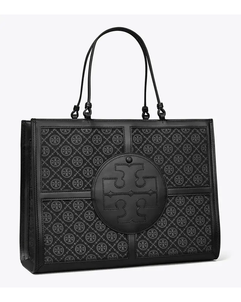 Tory Burch T Monogram Ella Quadrant Tote Black