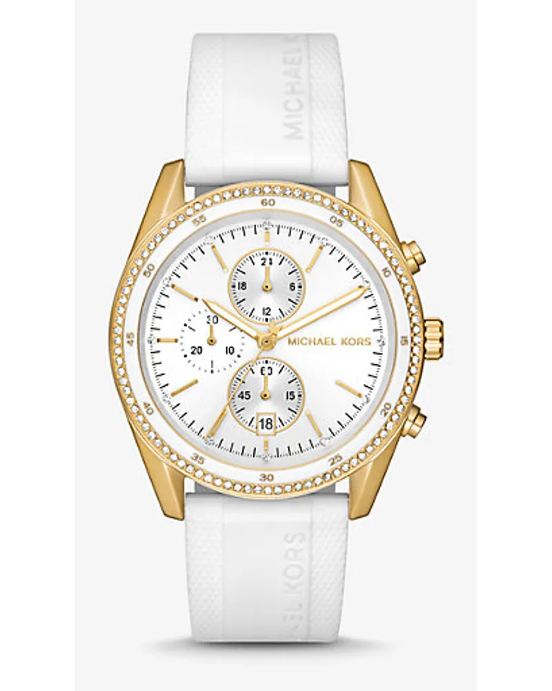 Michael Kors üBergroßE Armbanduhr Hadyn Im Goldton Mit Pavé Weiss