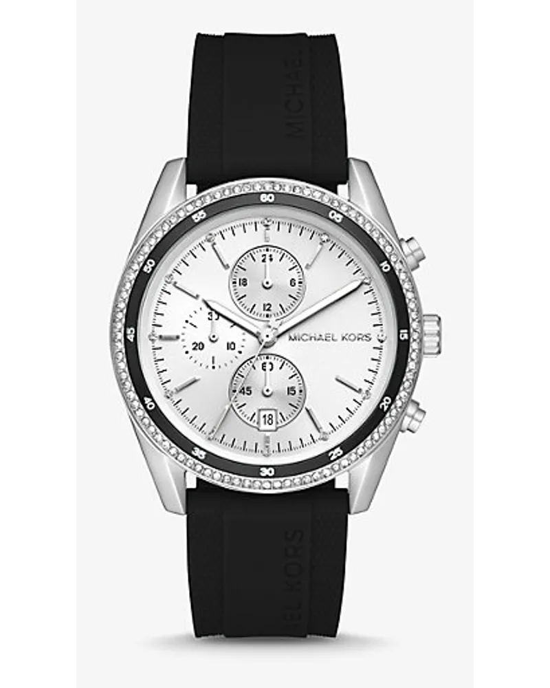 Michael Kors üBergroßE Armbanduhr Hadyn Im Silberton Mit Pavé Schwarz