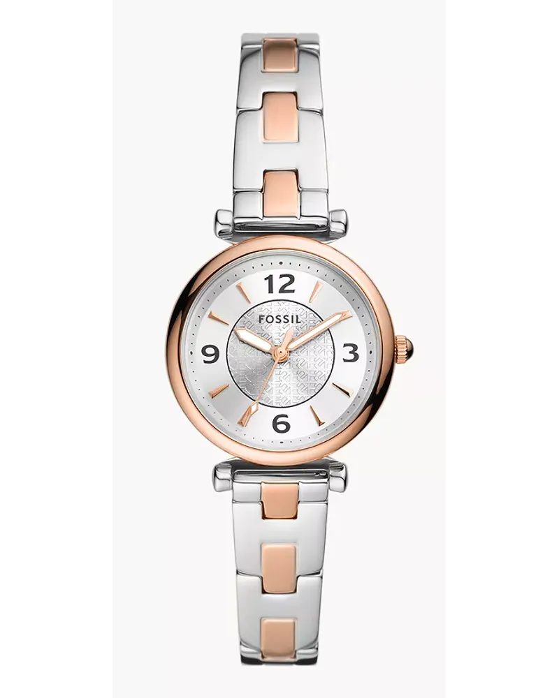 Fossil Uhr Carlie 3 Zeiger Werk Edelstahl Zweifarbig RoséGold