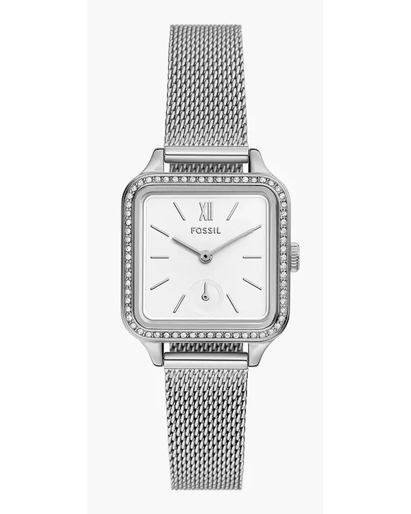 Fossil Uhr Colleen 3 Zeiger Werk Milanaiseband Edelstahl Silber