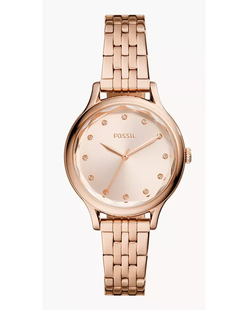 Fossil Uhr Laney 3 Zeiger Werk Edelstahl Farben RoséGold