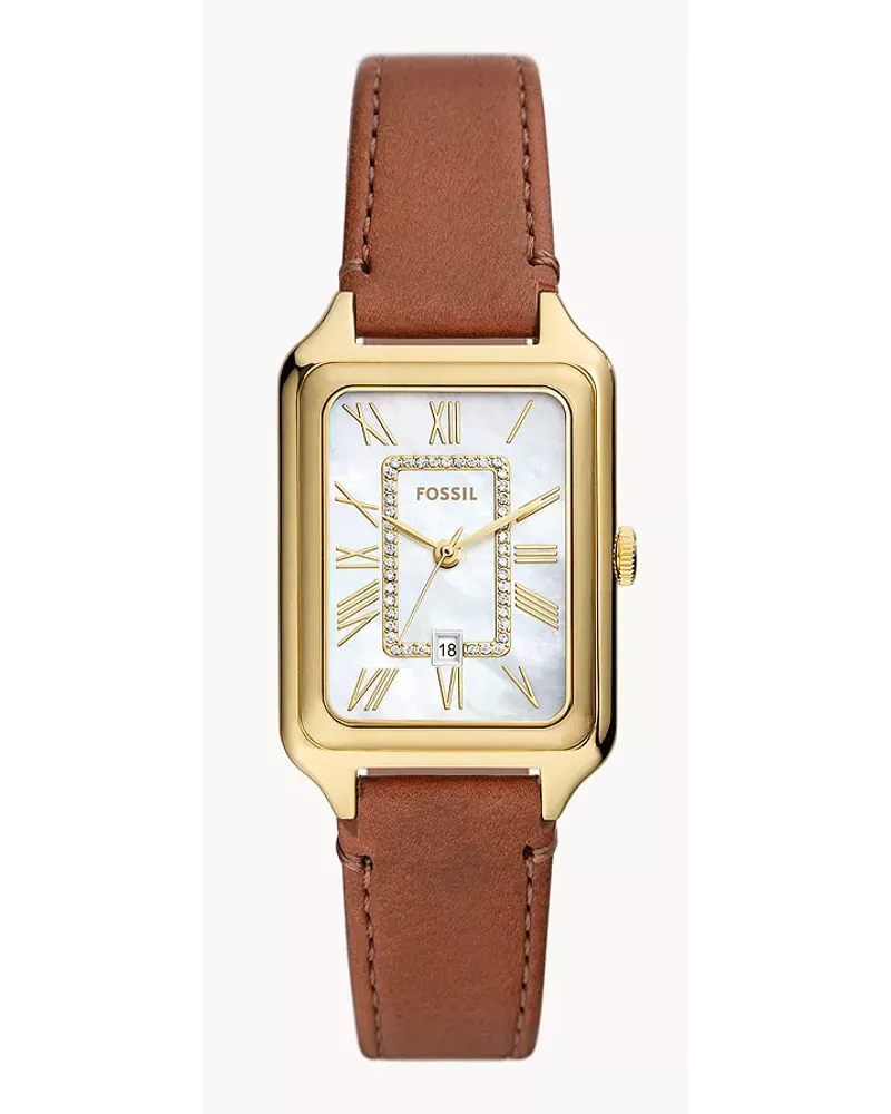 Fossil Uhr Raquel 3 Zeiger Werk Datum Leder Mittel Braun