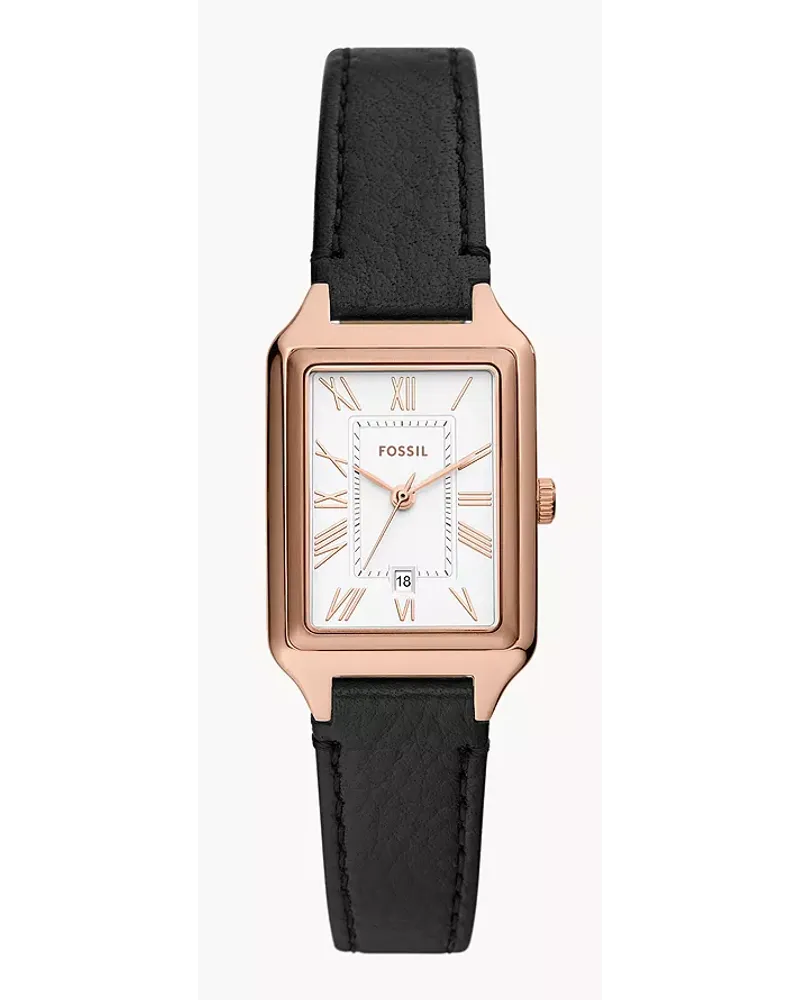 Fossil Uhr Raquel 3 Zeiger Werk Datum Litehide Leder Schwarz
