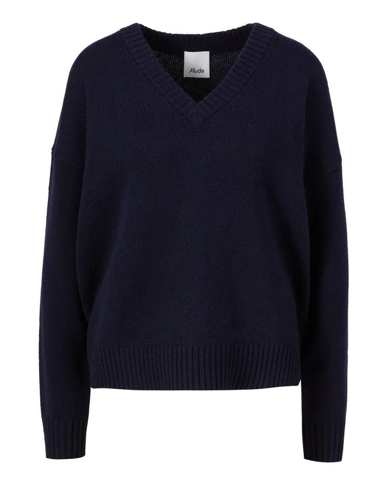 ALLUDE V Pullover Aus Cashmere Mischung Marineblau Blau