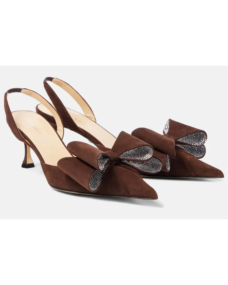 Mach & Mach Verzierte Slingback Pumps Le Cadeau 65 Aus Veloursleder Braun