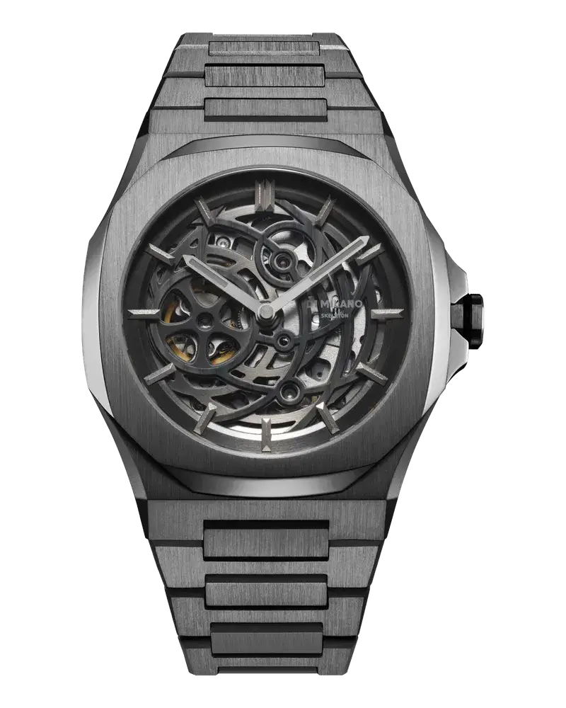 D1 Milano Watch Skeleton Bracelet 41.5 Mm Gun Metal Black