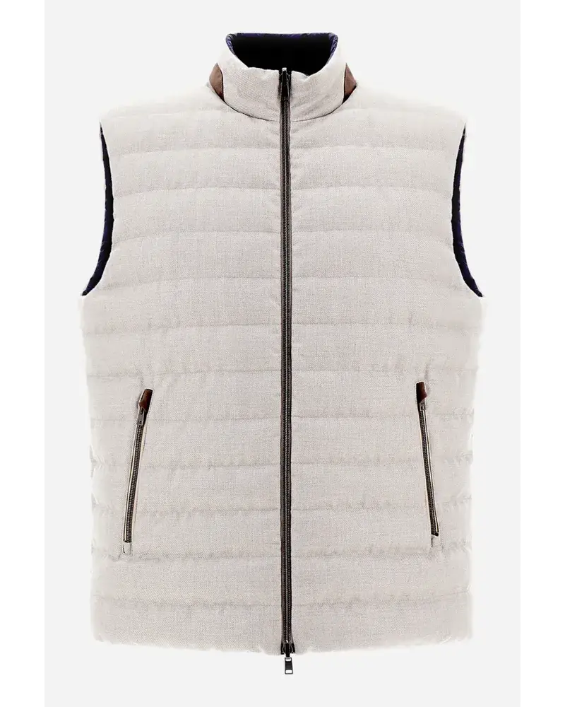 Herno Wendbare äRmellose Cotton Cashmere Rain Und Ecoage Jacke Perlweiß