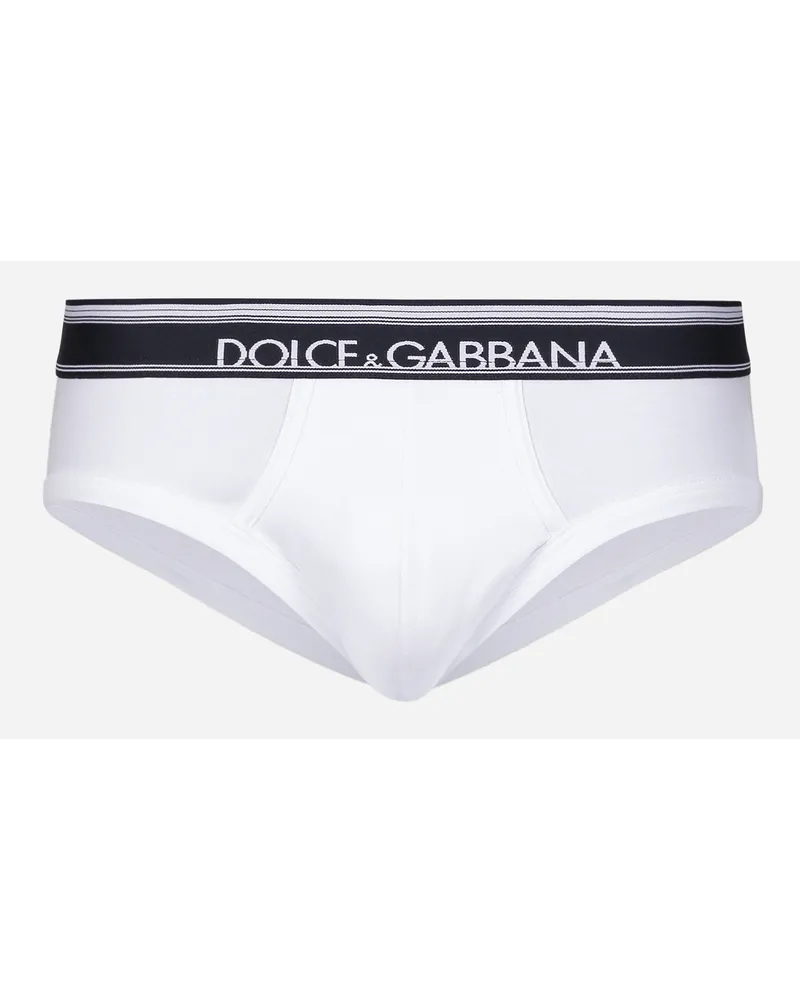 Dolce & Gabbana Zweierpack Midi Slips Aus Bi Elastischer Baumwolle Mehrfarbig