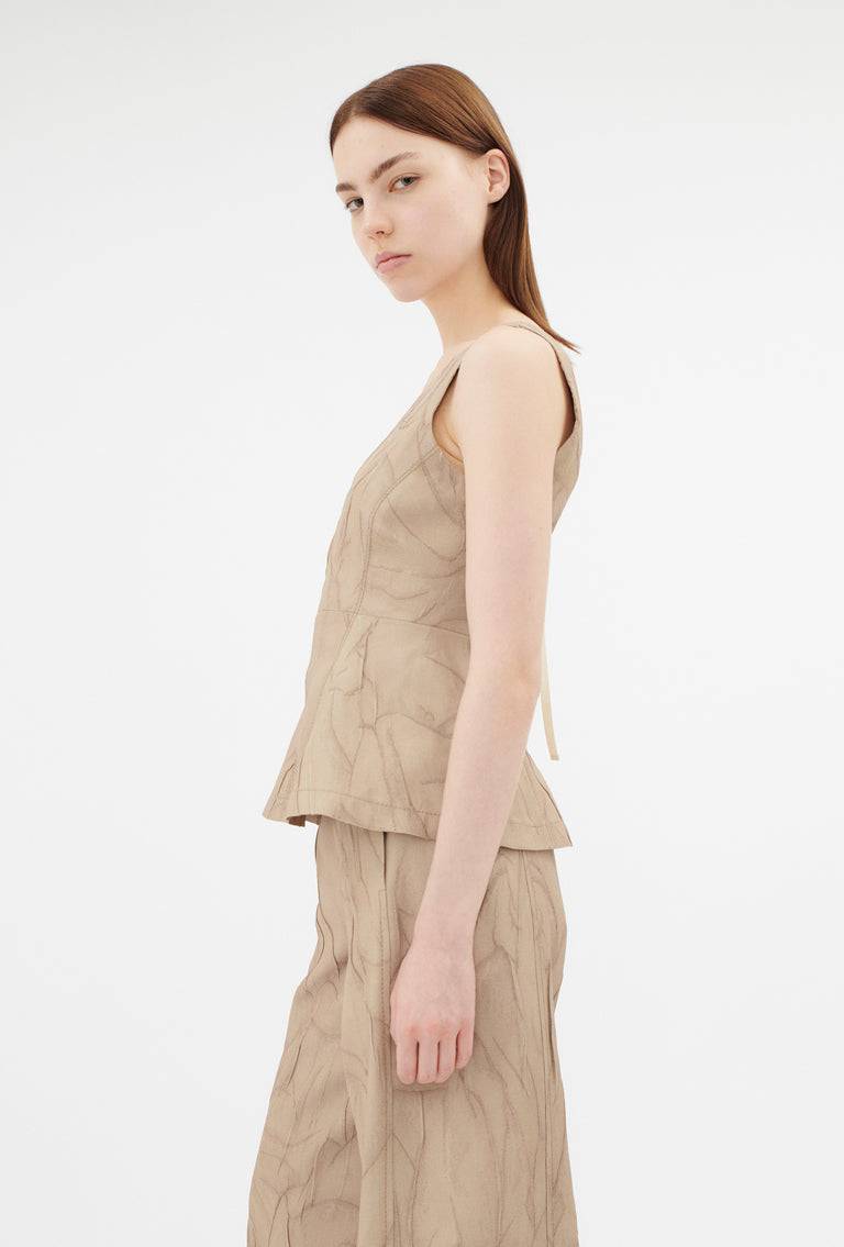 Odeeh Crinkled Duchesse Stonewashed Top, French Beige