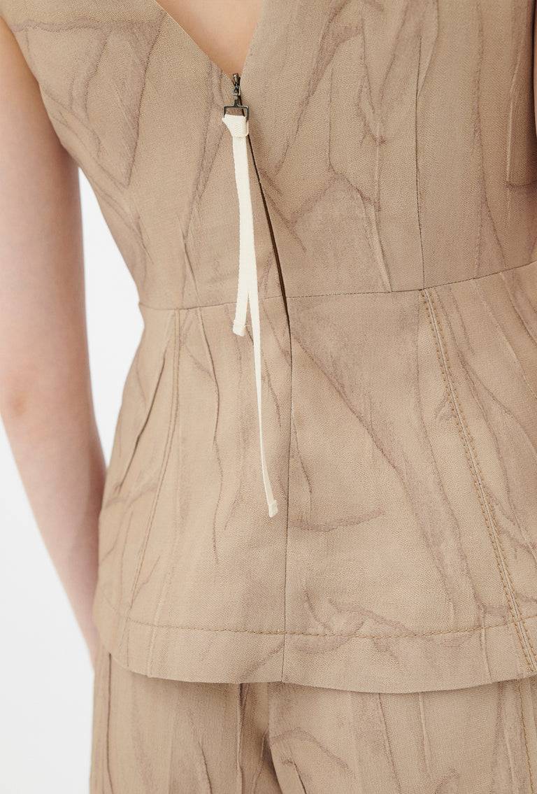 Odeeh Crinkled Duchesse Stonewashed Top, French Beige