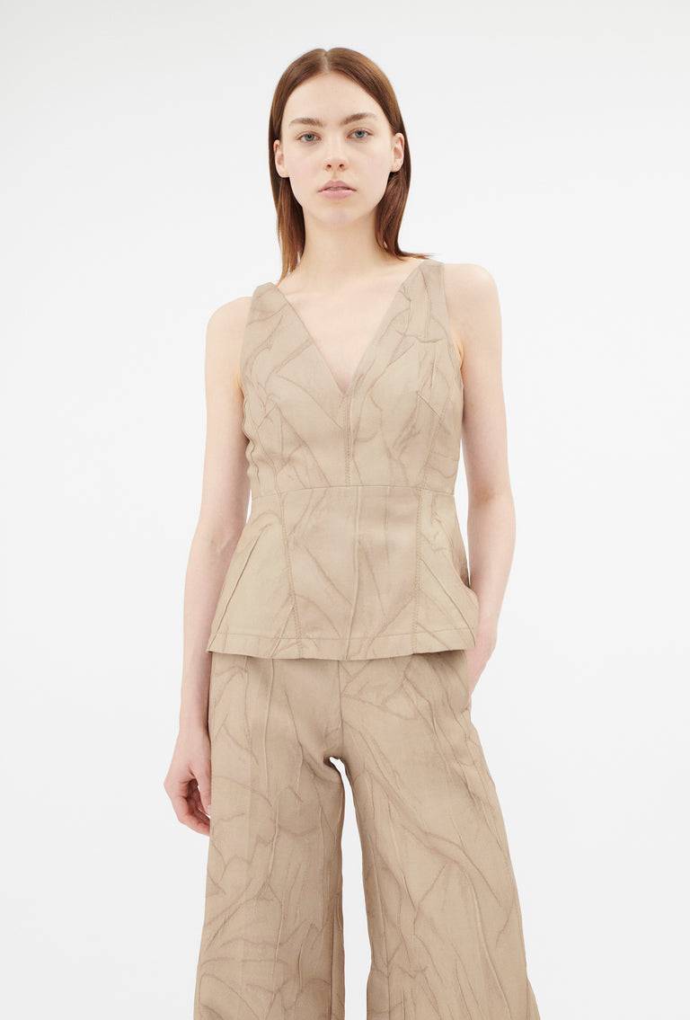 Odeeh Crinkled Duchesse Stonewashed Top, French Beige