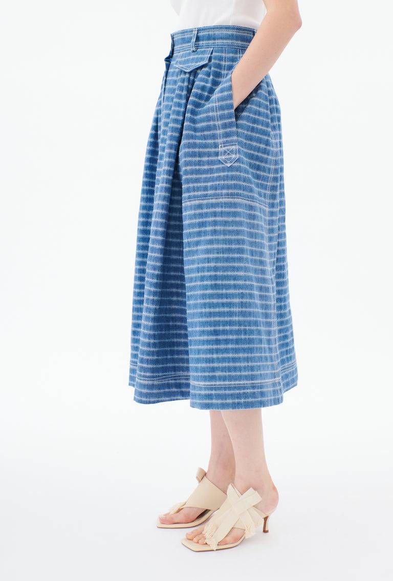 Odeeh Italian Denim Washed Indigo Stripe Rock, Light Indigo