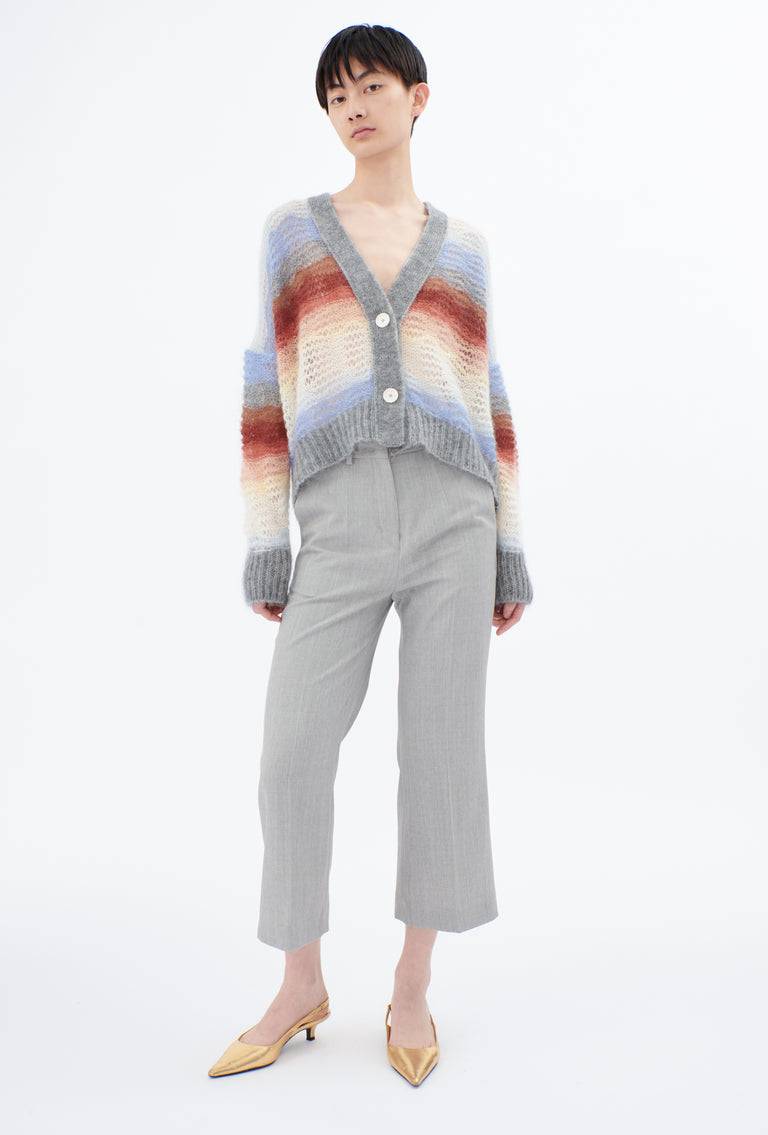 Odeeh Light Weight Mohair Mix Sunset Stripe Cardigan, Multicolor
