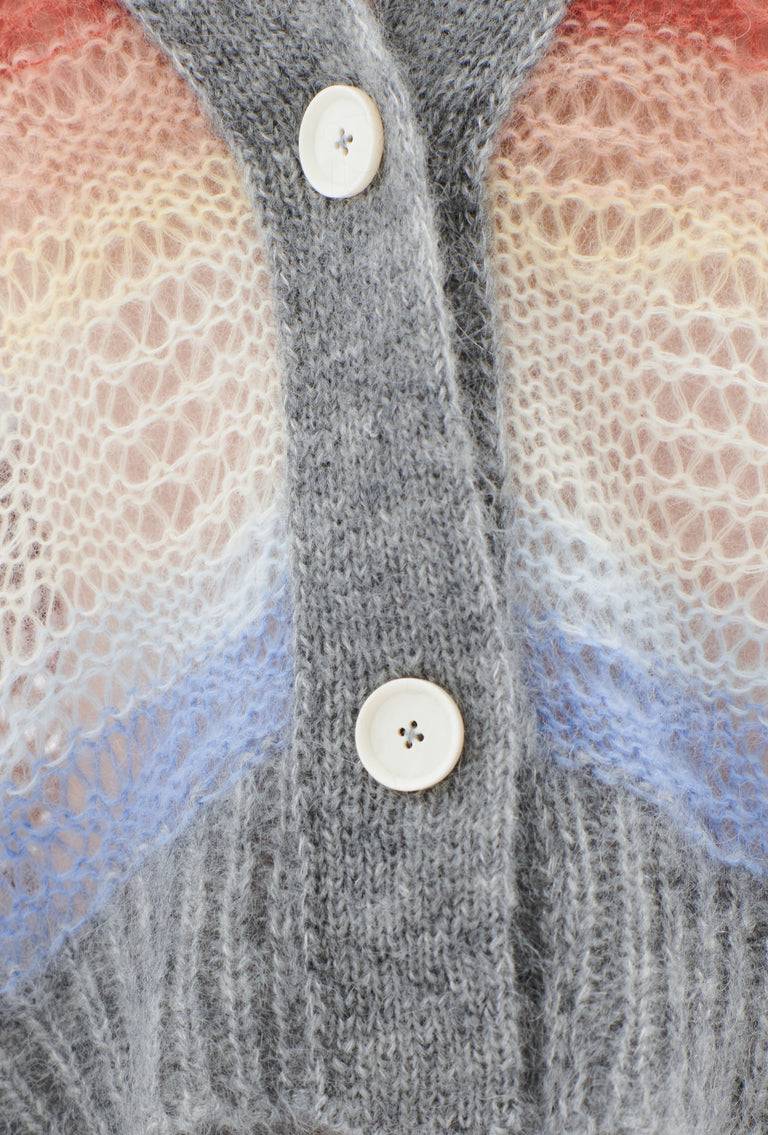 Odeeh Light Weight Mohair Mix Sunset Stripe Cardigan, Multicolor