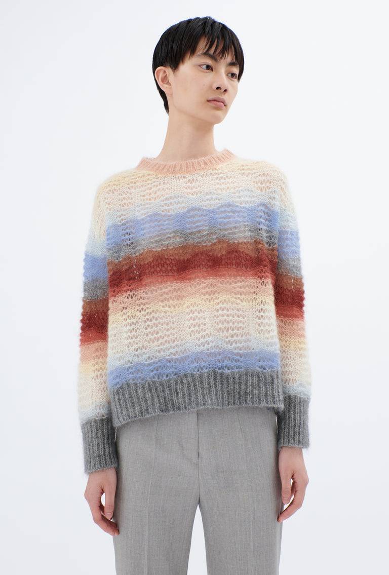 Odeeh Light Weight Mohair Mix Sunset Stripe Pullover, Multicolor