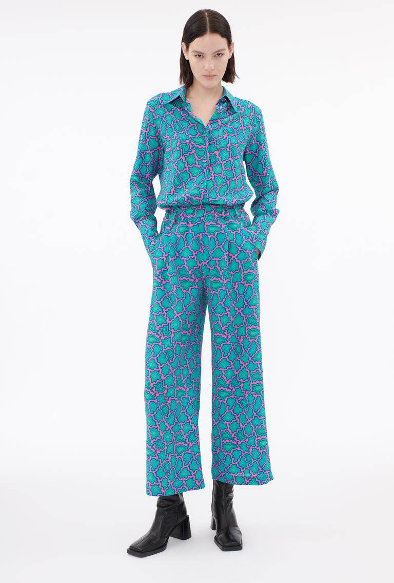 Odeeh Memphis Achats Crepe De Chine Hose, Carribean Green