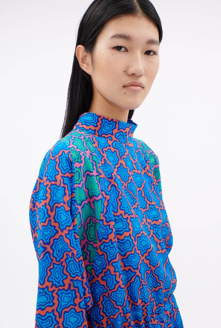 Odeeh Memphis Achats Crepe De Chine Kleid, Turquoise Blue