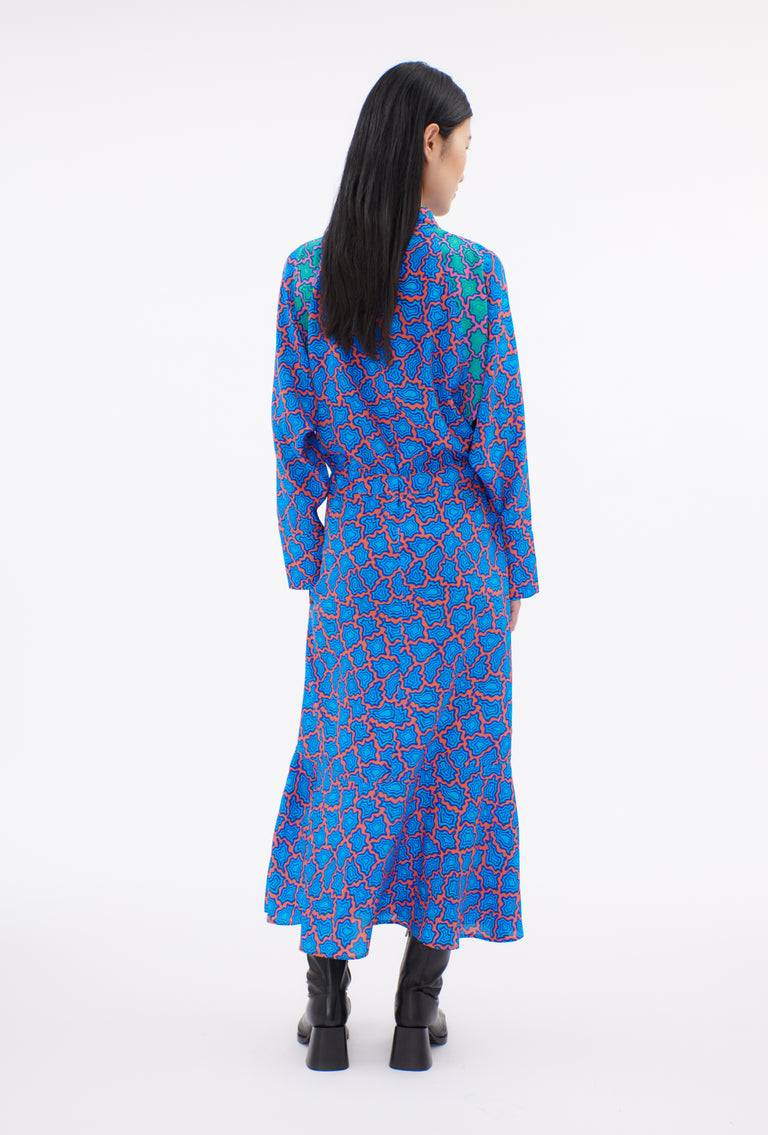 Odeeh Memphis Achats Crepe De Chine Kleid, Turquoise Blue