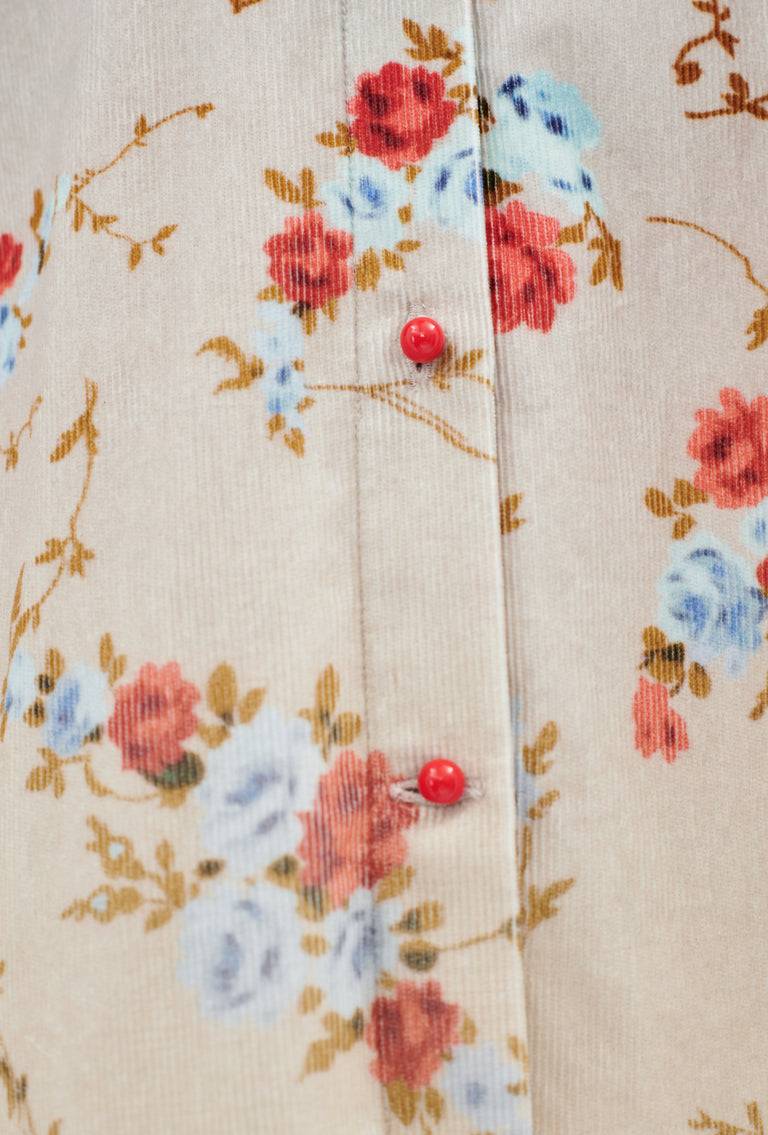 Odeeh Mini Bouquets Stamped Corduroy Degradé Bluse, Aqua