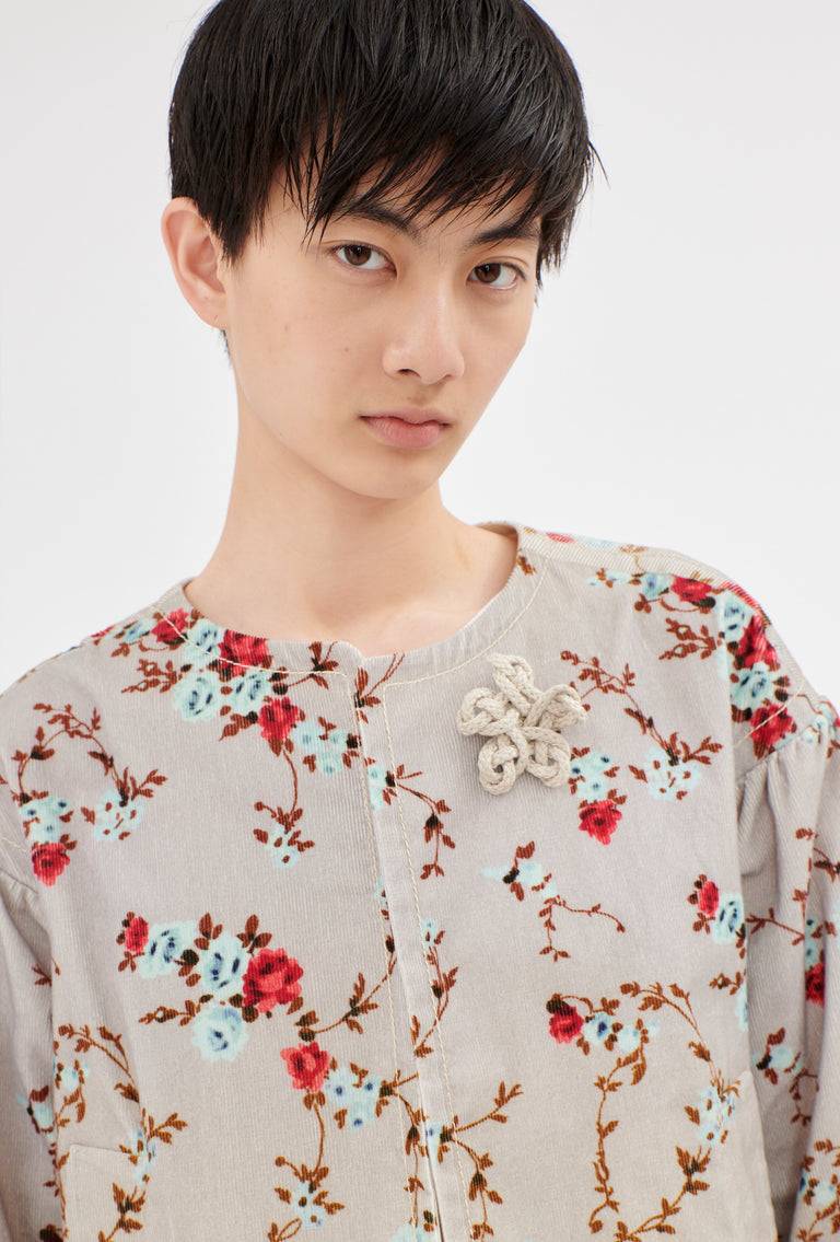 Odeeh "Mini Bouquets / Stamped Corduroy Degradé Jacke, Acqua