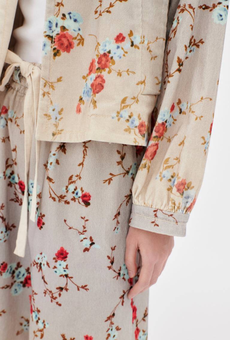 Odeeh "Mini Bouquets / Stamped Corduroy Degradé Jacke, Acqua