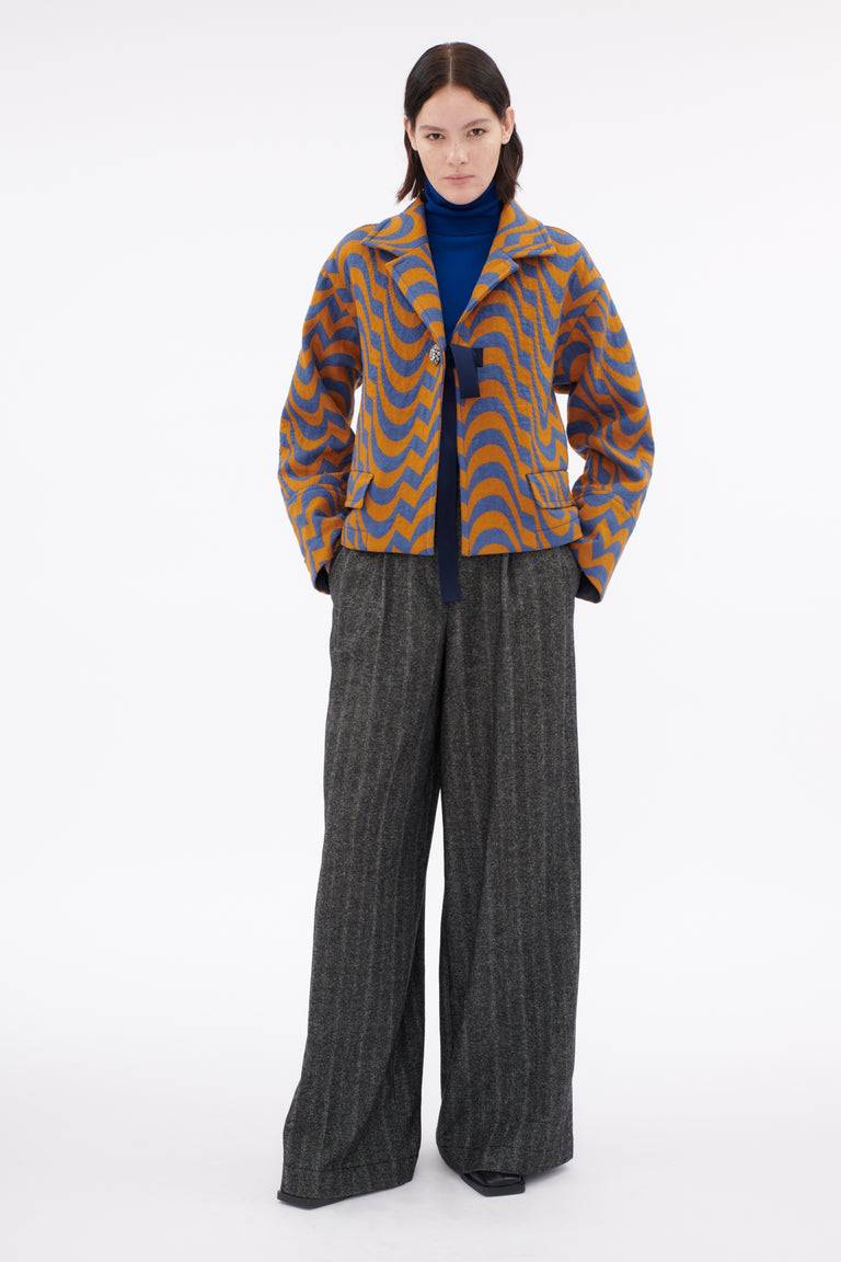 Odeeh Abstract Waves Jacke, Dark Cobalt