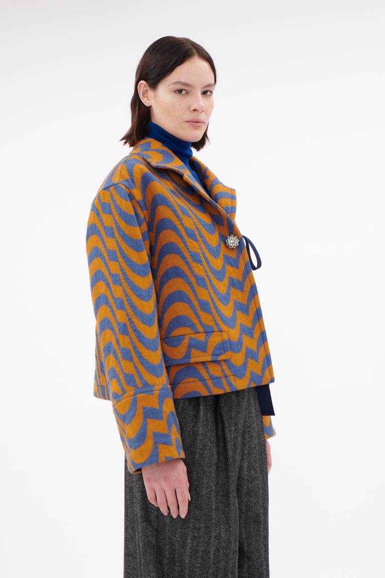 Odeeh Abstract Waves Jacke, Dark Cobalt