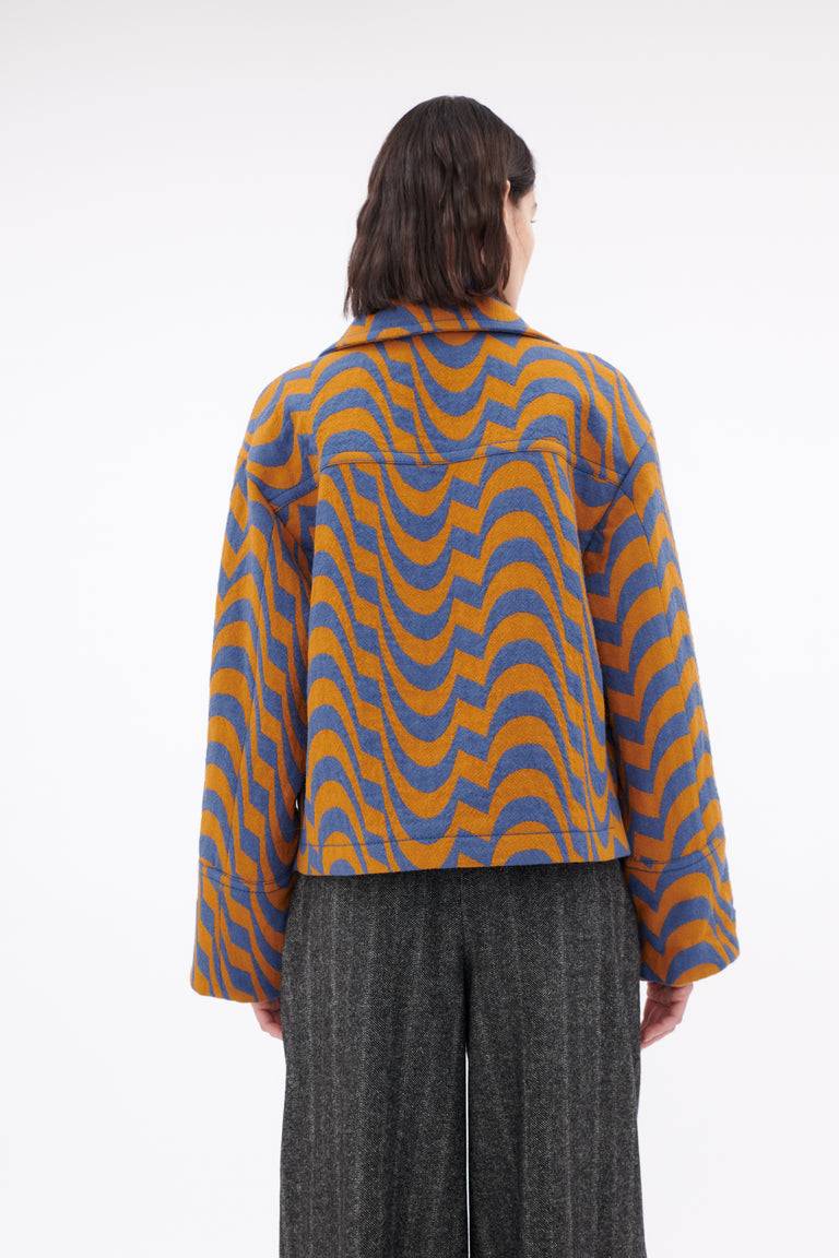 Odeeh Abstract Waves Jacke, Dark Cobalt