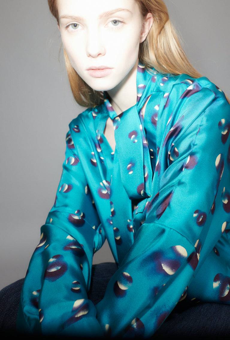 Odeeh Airbrush Drops Bluse, Peacock