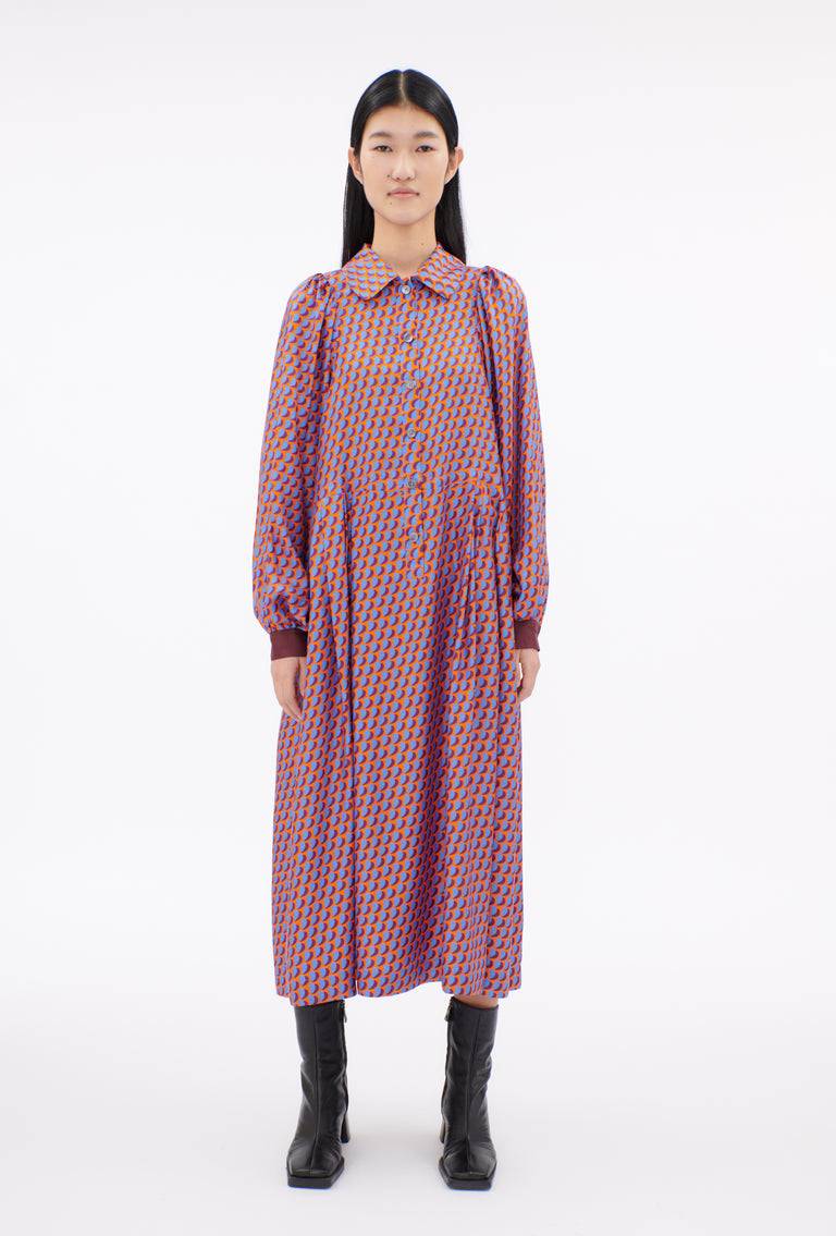 Odeeh Baisers Silk Twill Kleid, Cobalt