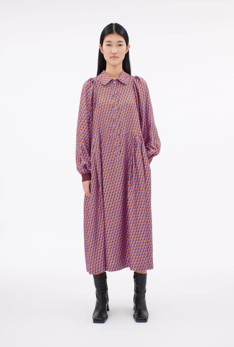 Odeeh Baisers Silk Twill Kleid, Cobalt