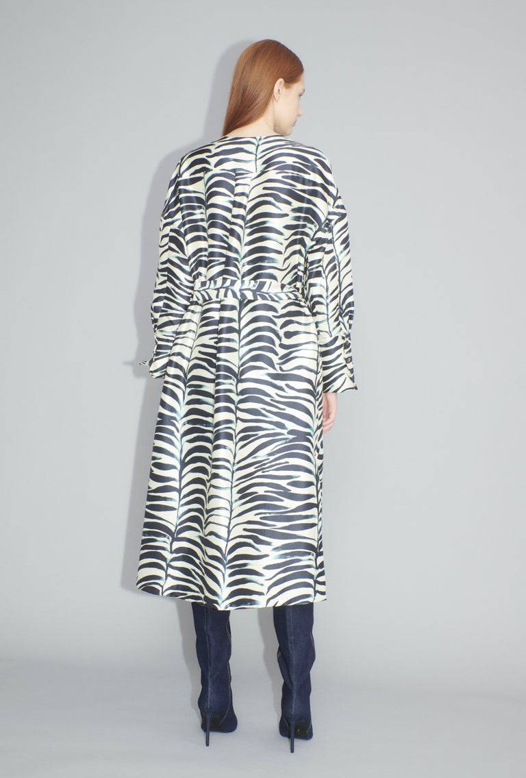 Odeeh Big Op-Art Tree Kleid, Black White