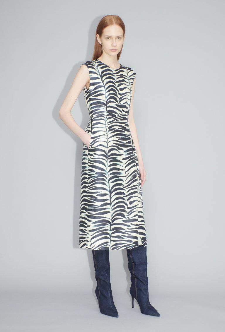 Odeeh Big Op-Art Tree Kleid, Black White