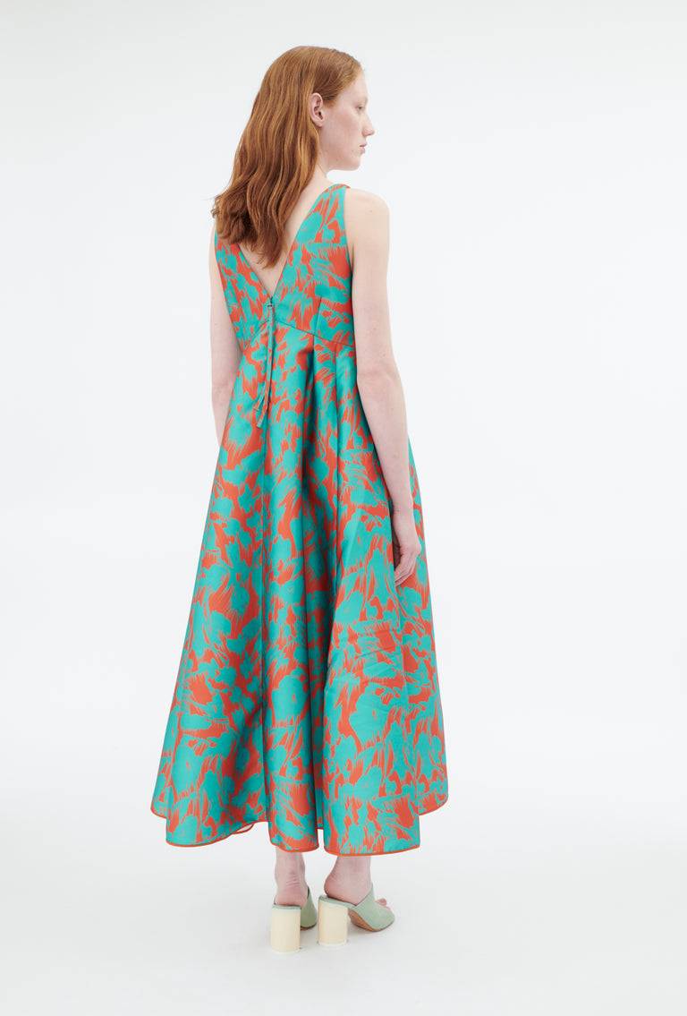 Odeeh Blurred Bouquets Duchesse Kleid, Opal Green