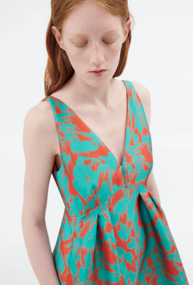 Odeeh Blurred Bouquets Duchesse Kleid, Opal Green