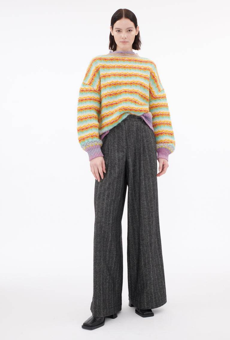 Odeeh Blurry Stripes Alpaca Wool Pullover, Jade