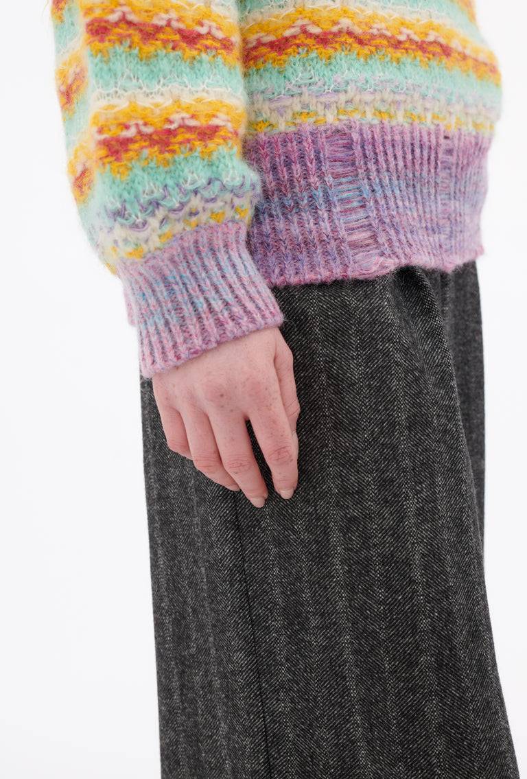 Odeeh Blurry Stripes Alpaca Wool Pullover, Jade