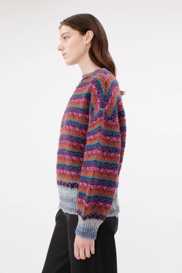 Odeeh Blurry Stripes Wool Pullover, Cinnamon