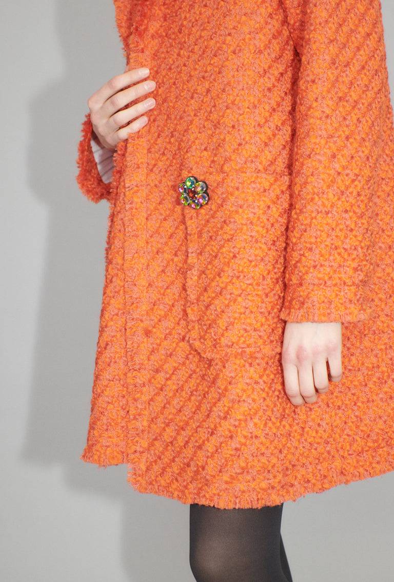 Odeeh Bouclé Tweed Mantel, Mandarin