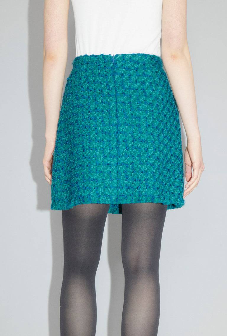 Odeeh Bouclé Tweed Rock, Dark Peacock