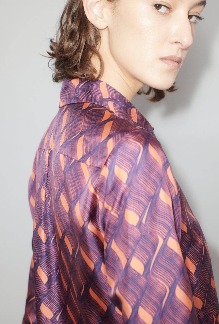 Odeeh Brush Waves Bluse, Flamingo